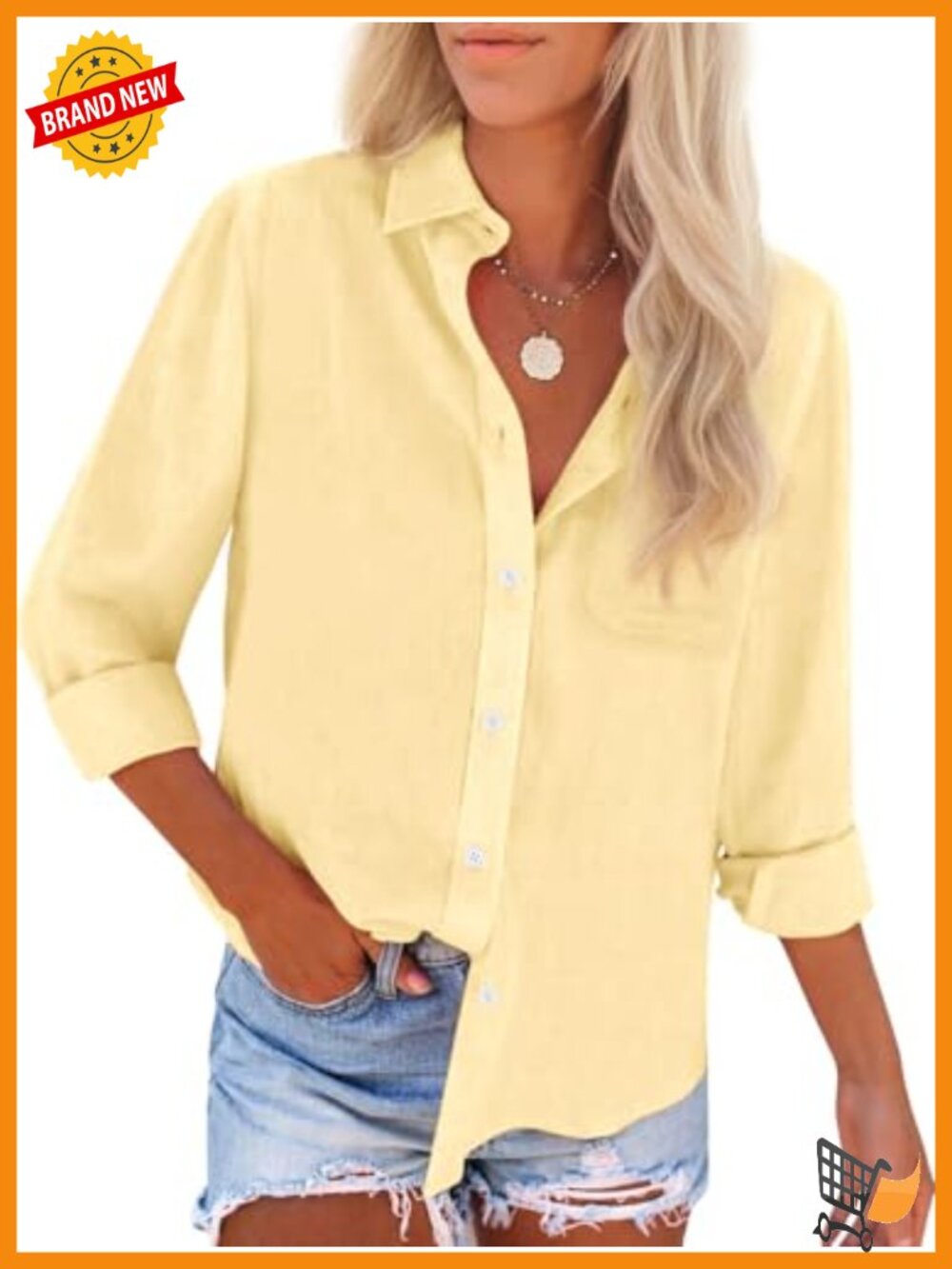 Cotton Oxford Button Down Shirt Long Sleeve Work Blouse